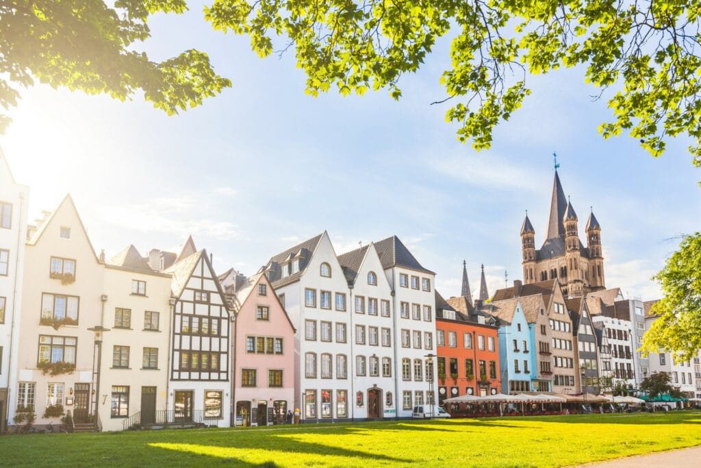 Houses and park in Cologne, Germany